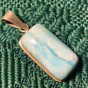 Sterling silver end larimar stone pendant